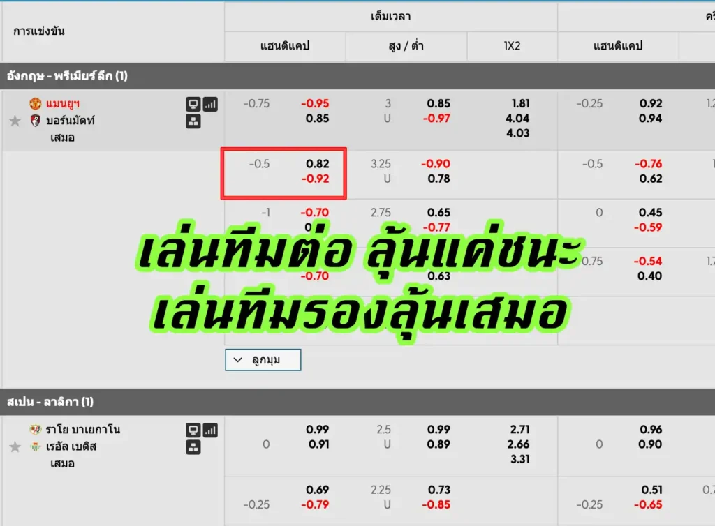 ราคาบอล 0.5