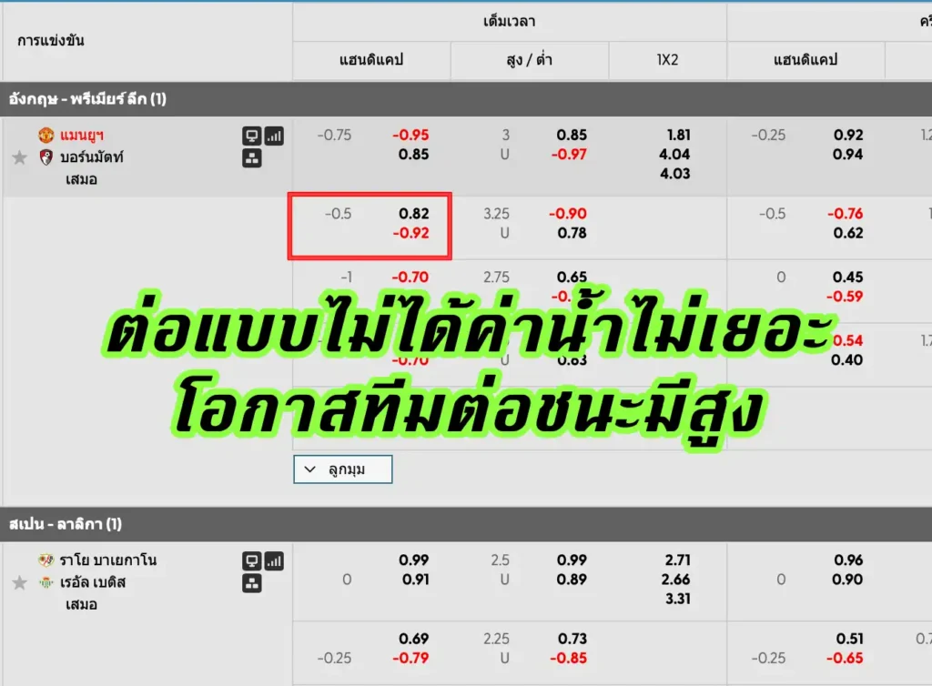 ราคาบอล 0.5